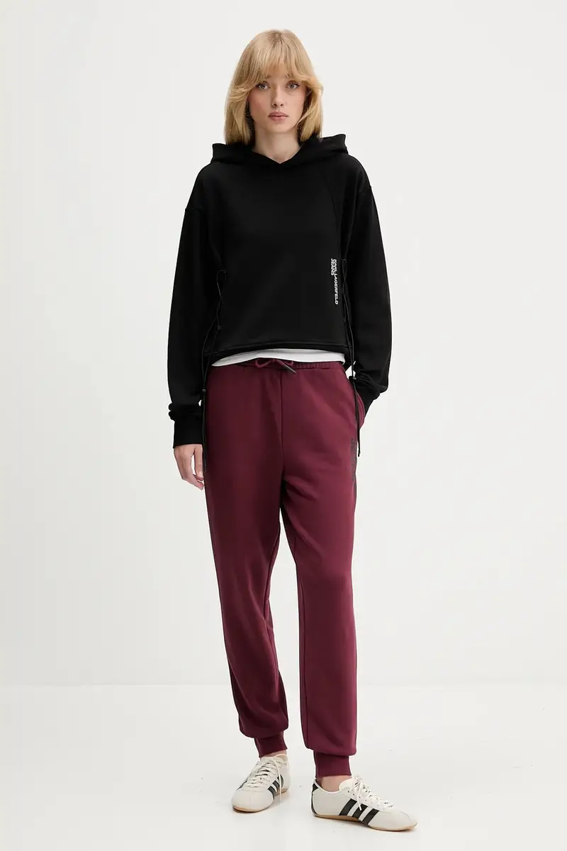 felpa in cotone donna colore nero con cappuccio A4W20005 miniatura 2