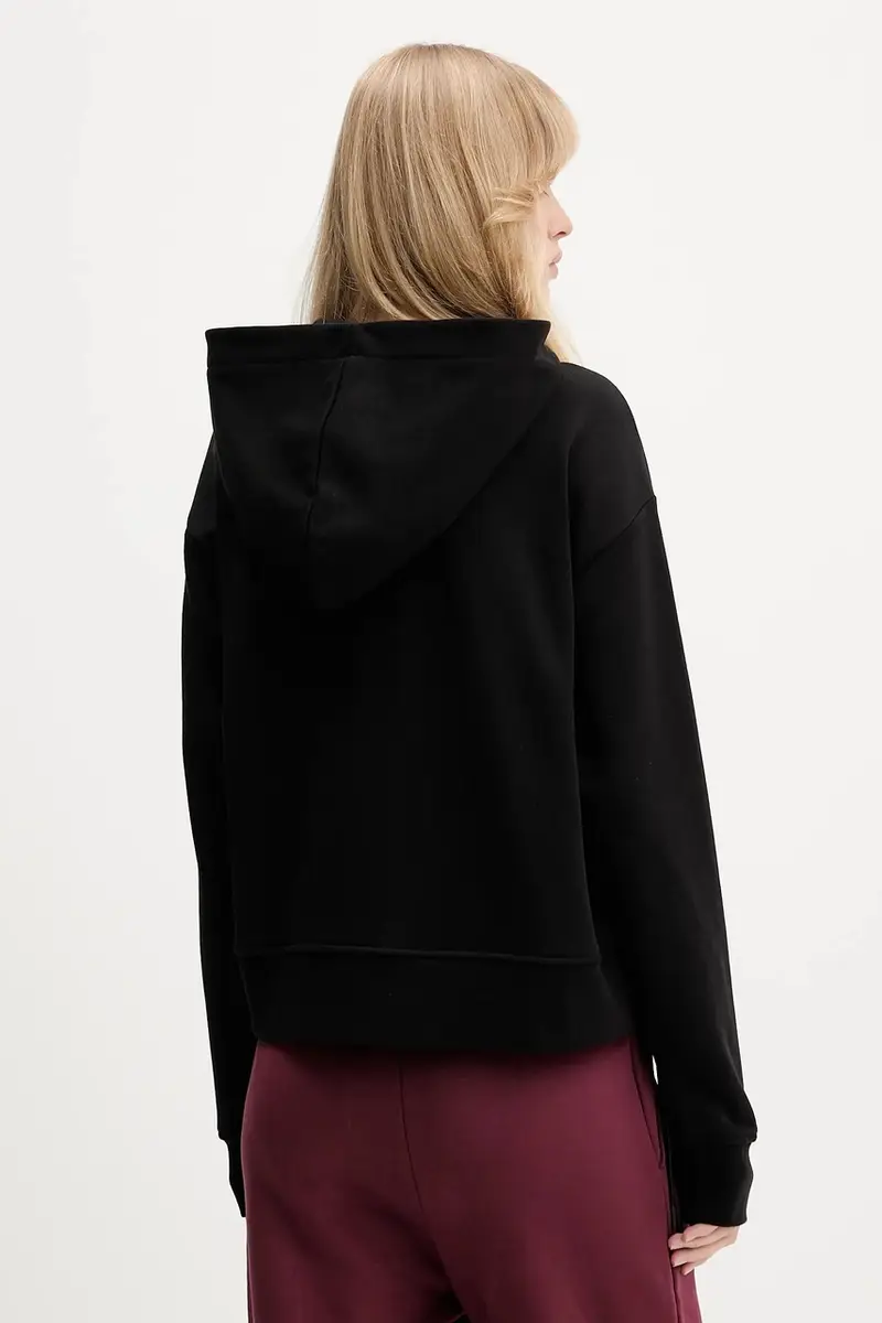 felpa in cotone donna colore nero con cappuccio A4W20005 miniatura 3