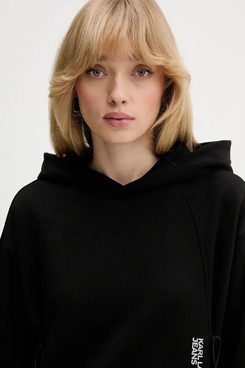 felpa in cotone donna colore nero con cappuccio A4W20005 miniatura 4