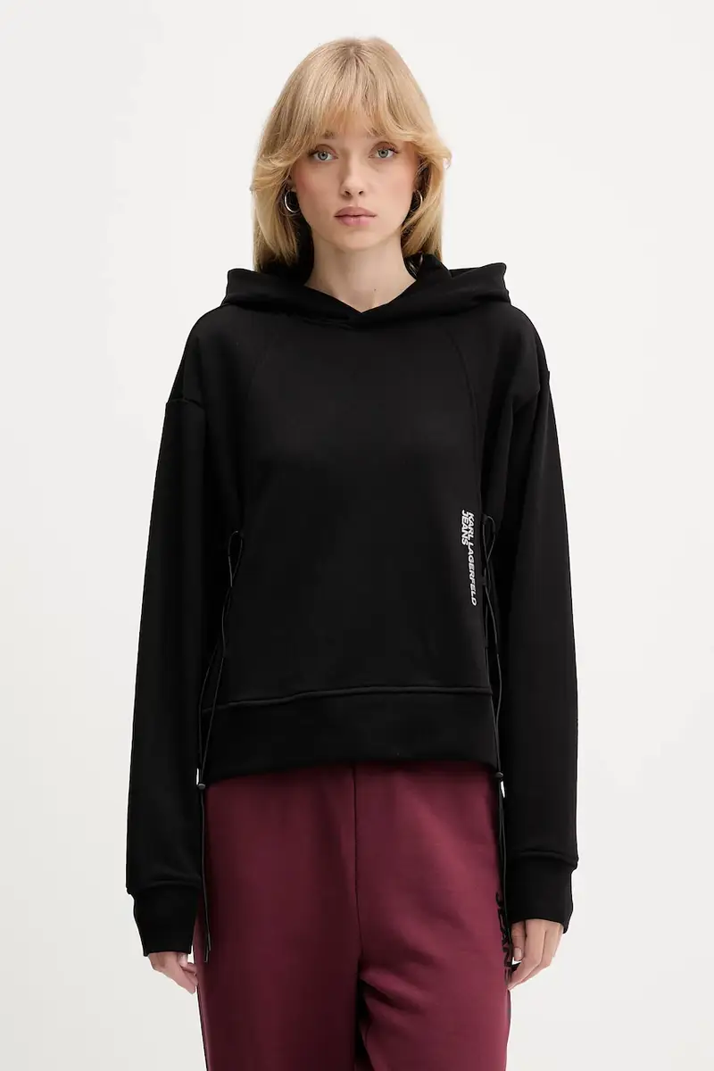 felpa in cotone donna colore nero con cappuccio A4W20005