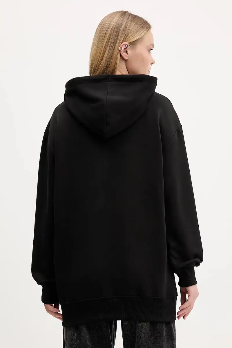 felpa in cotone donna colore nero con cappuccio A4W20013 miniatura 3