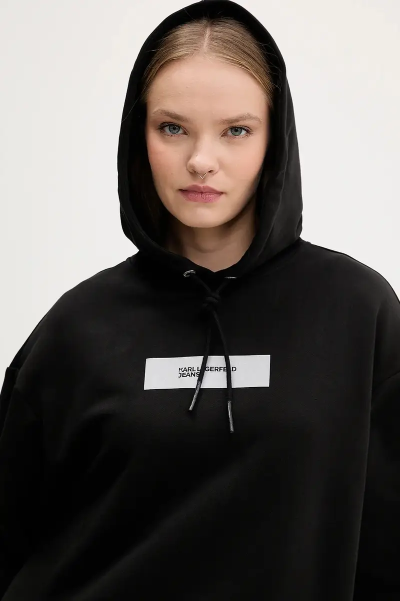 felpa in cotone donna colore nero con cappuccio A4W20013 miniatura 4