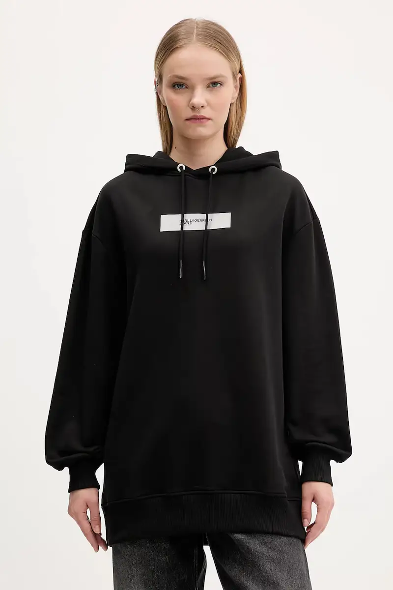 felpa in cotone donna colore nero con cappuccio A4W20013