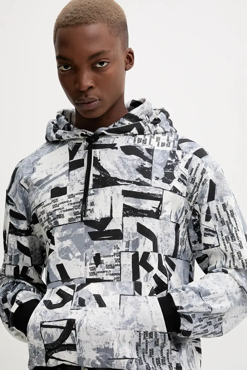 felpa in cotone uomo colore bianco con cappuccio A4M20023 miniatura 4