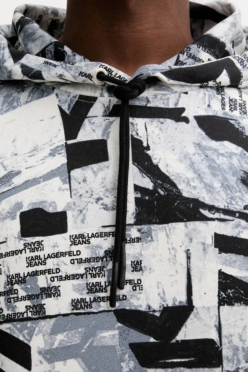 felpa in cotone uomo colore bianco con cappuccio A4M20023 miniatura 5