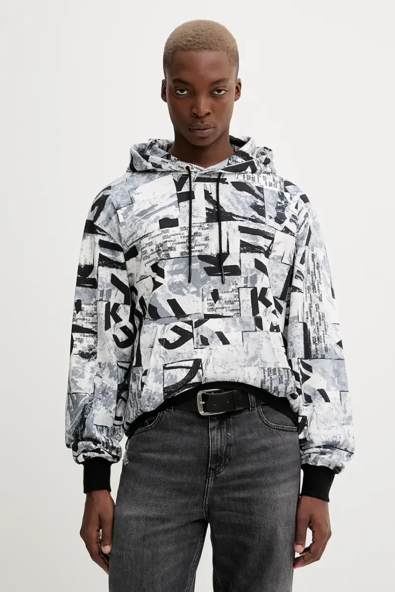 felpa in cotone uomo colore bianco con cappuccio A4M20023