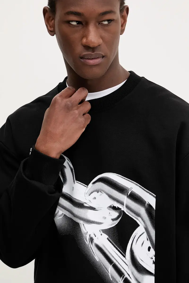 felpa in cotone uomo colore nero A3M20021 miniatura 4