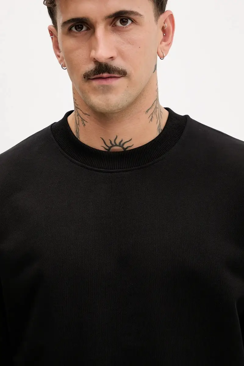 felpa in cotone uomo colore nero A4M20014 miniatura 4