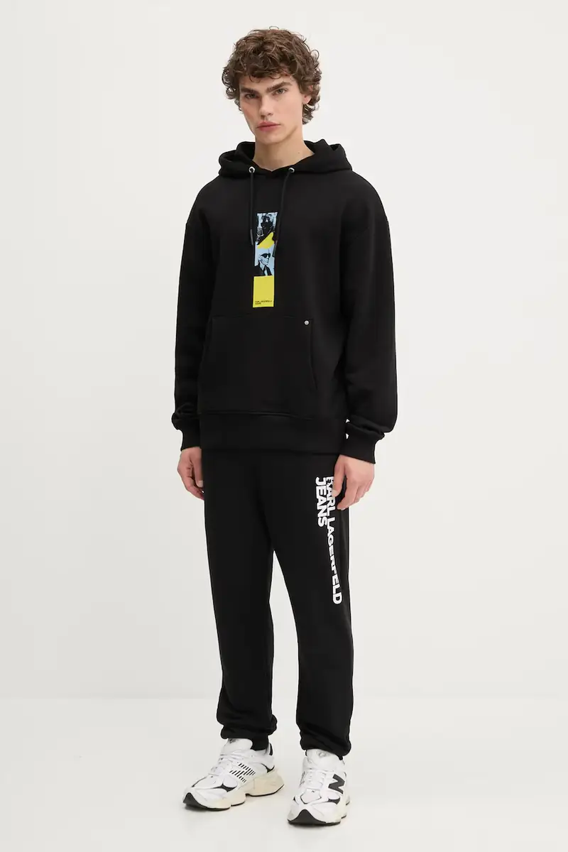 felpa in cotone uomo colore nero con cappuccio A3M20031 miniatura 2