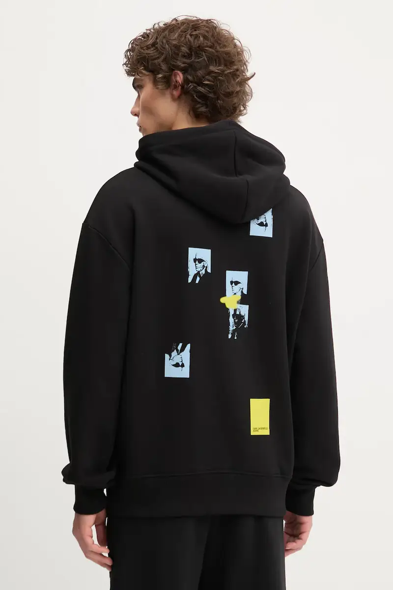 felpa in cotone uomo colore nero con cappuccio A3M20031 miniatura 3