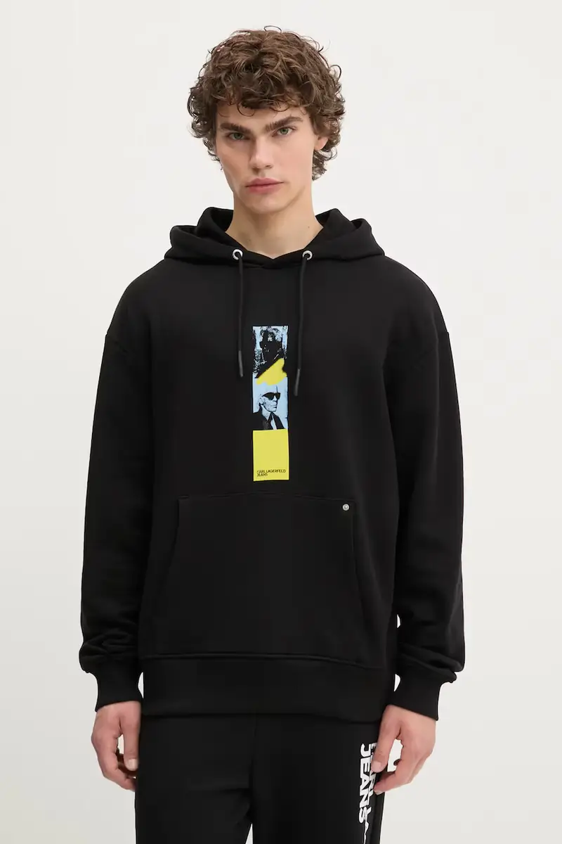 felpa in cotone uomo colore nero con cappuccio A3M20031