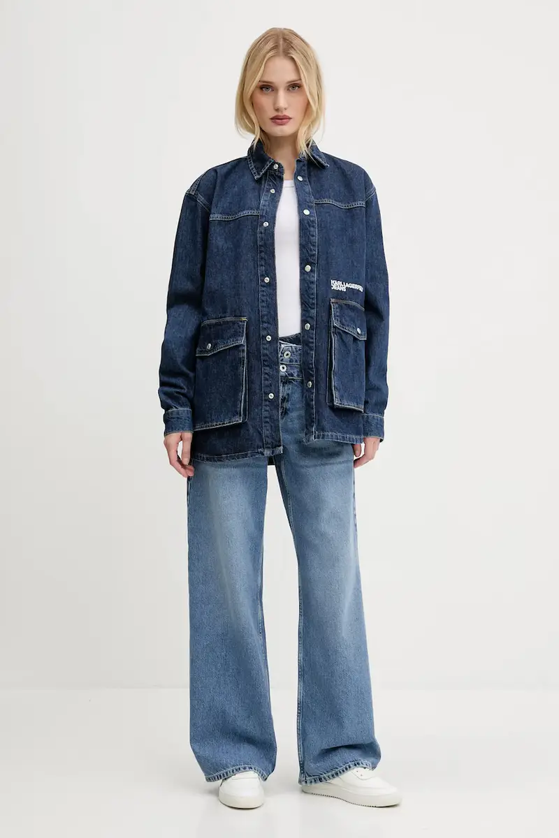 giacca di jeans colore blu navy A3W11004 miniatura 2