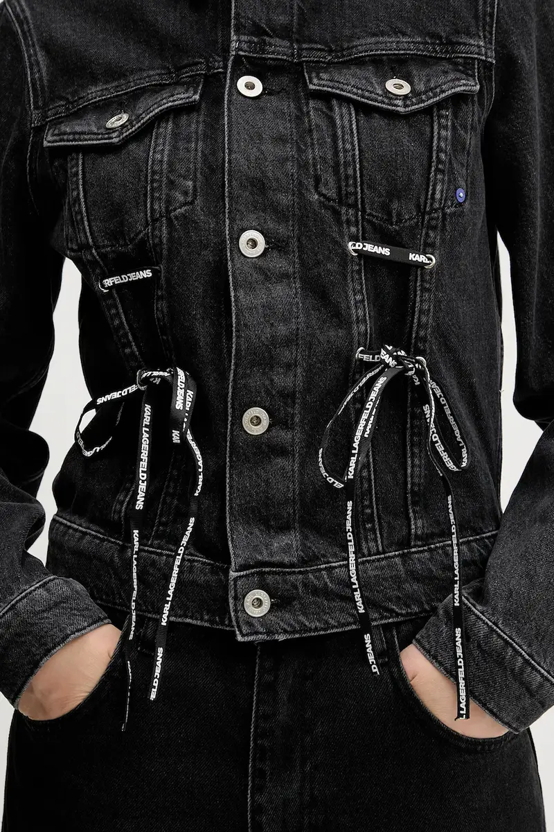 giacca di jeans colore nero A4W14012 miniatura 5