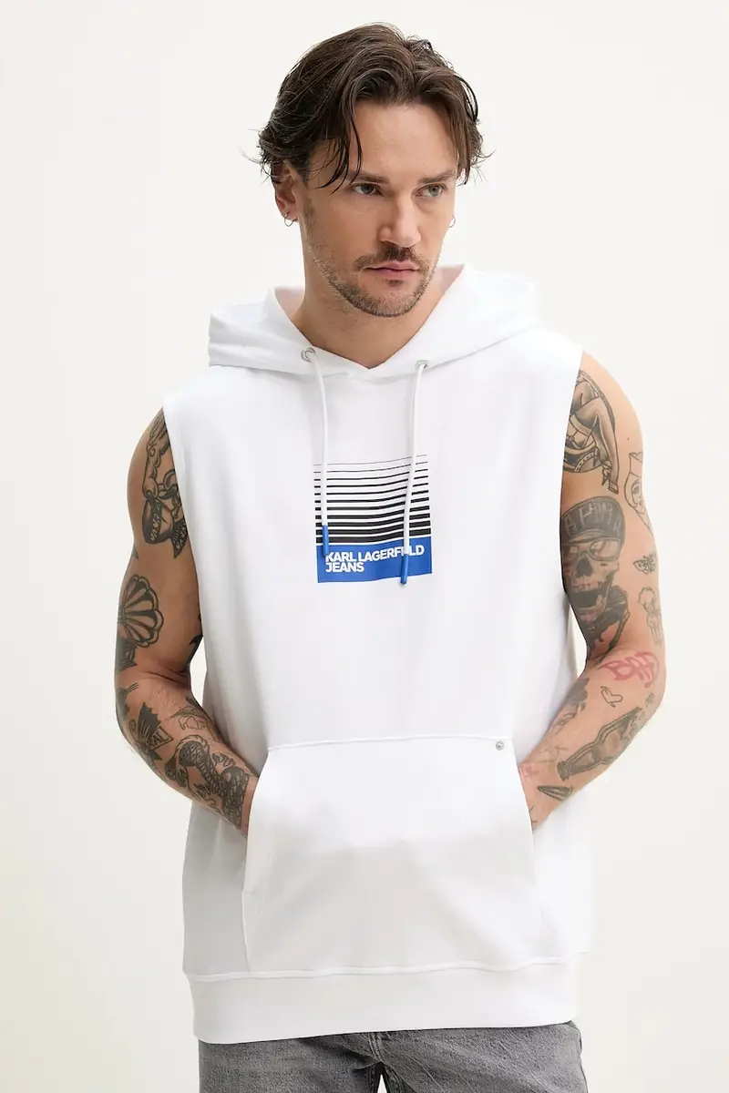 gilè in cotone uomo colore bianco con cappuccio A2M20029