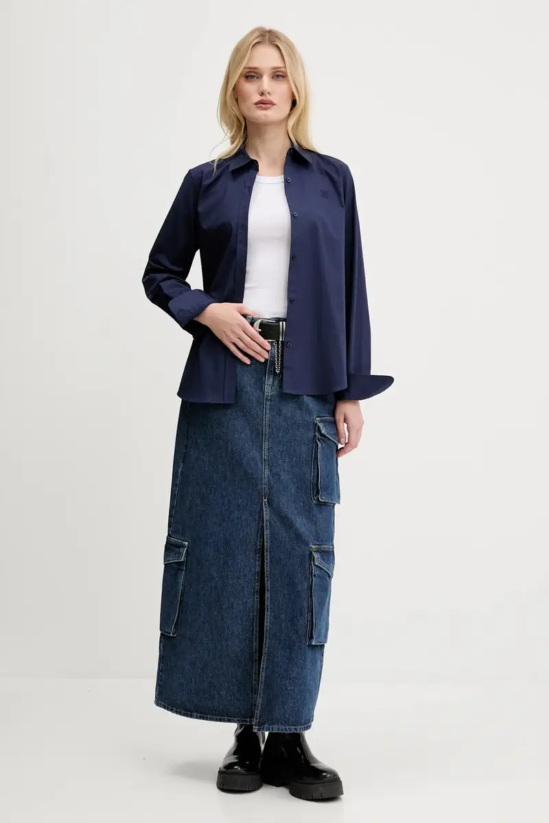 gonna di jeans colore blu navy A3W12011 miniatura 2