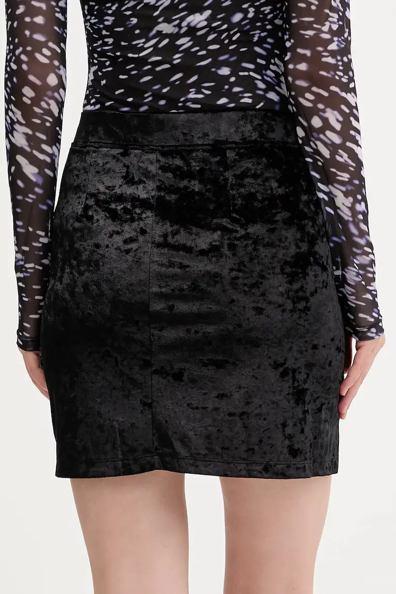 gonna in velluto colore nero A4W12003 miniatura 3