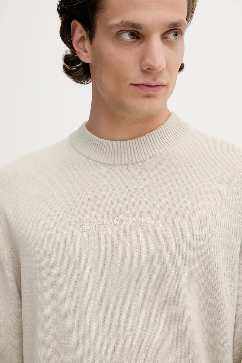 maglione in cotone uomo colore beige A4M18033 miniatura 4