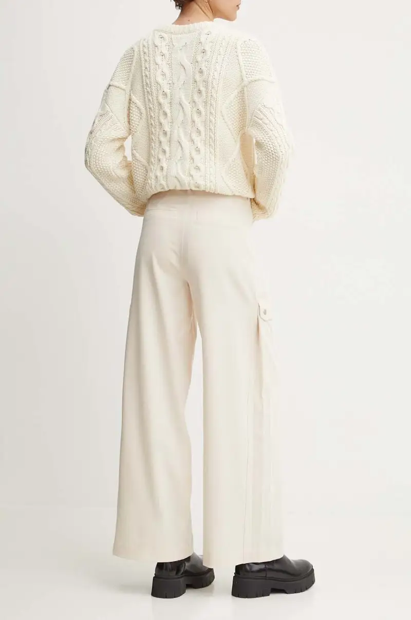 pantaloni donna colore beige 245J1002 miniatura 3