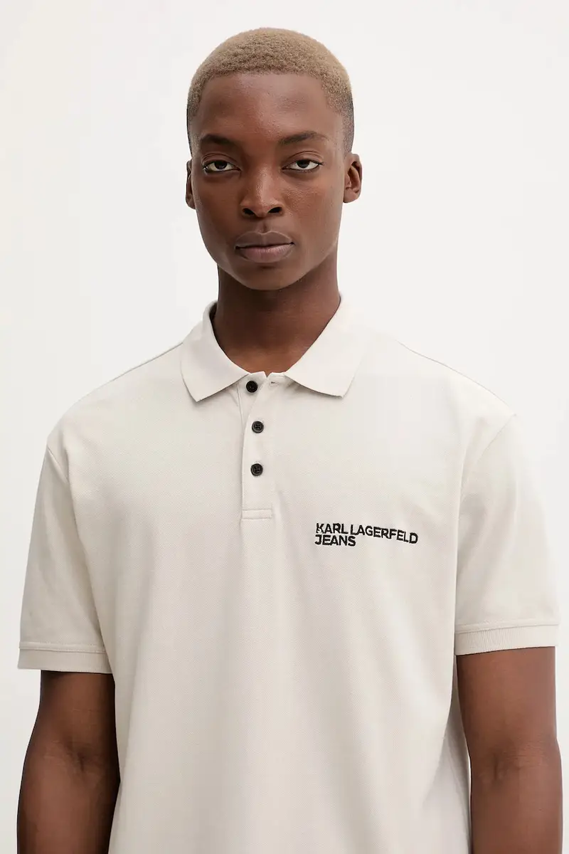 polo in cotone colore grigio A2M17094 Beige miniatura 4