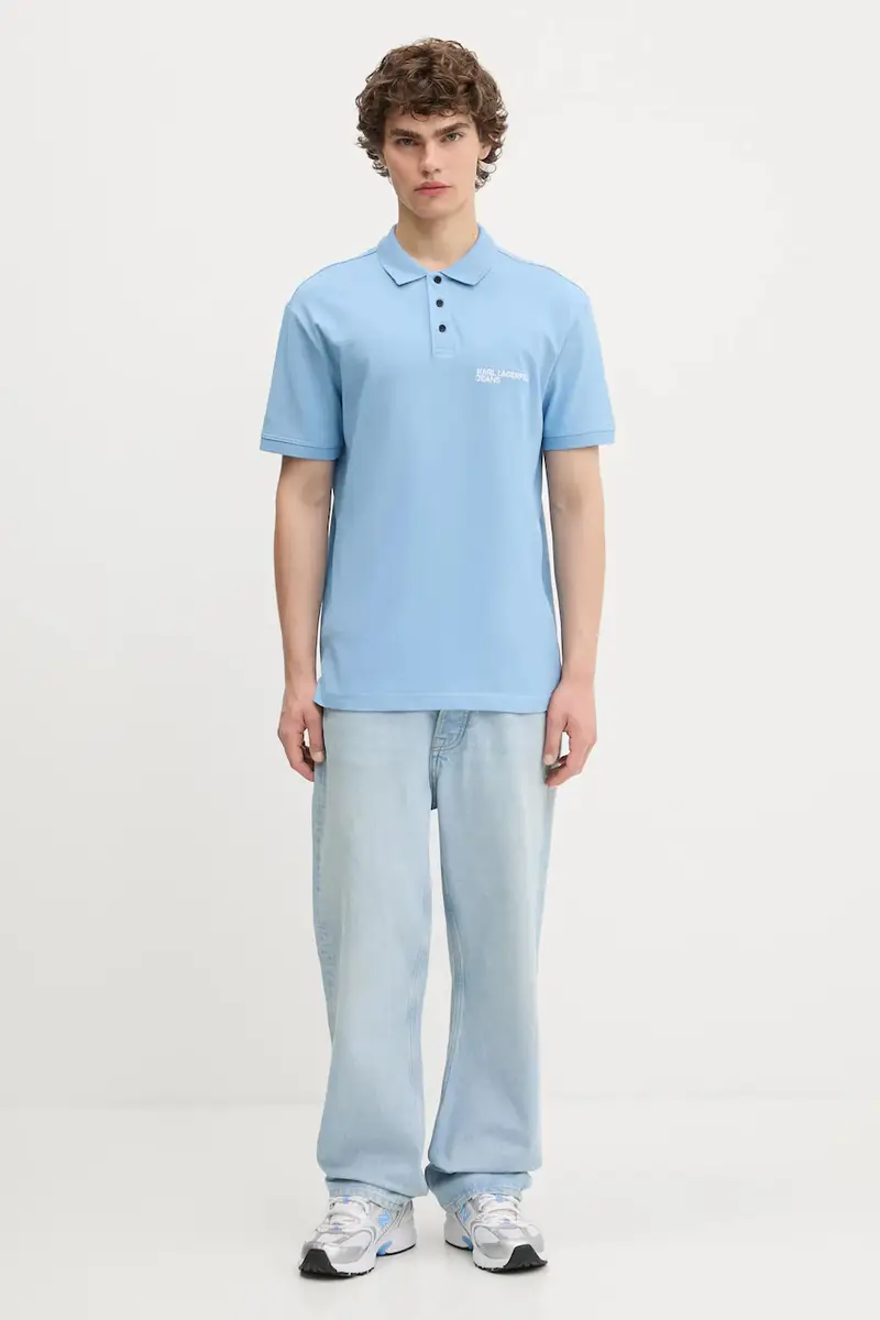 polo in cotone colore grigio A2M17094 Blu miniatura 2