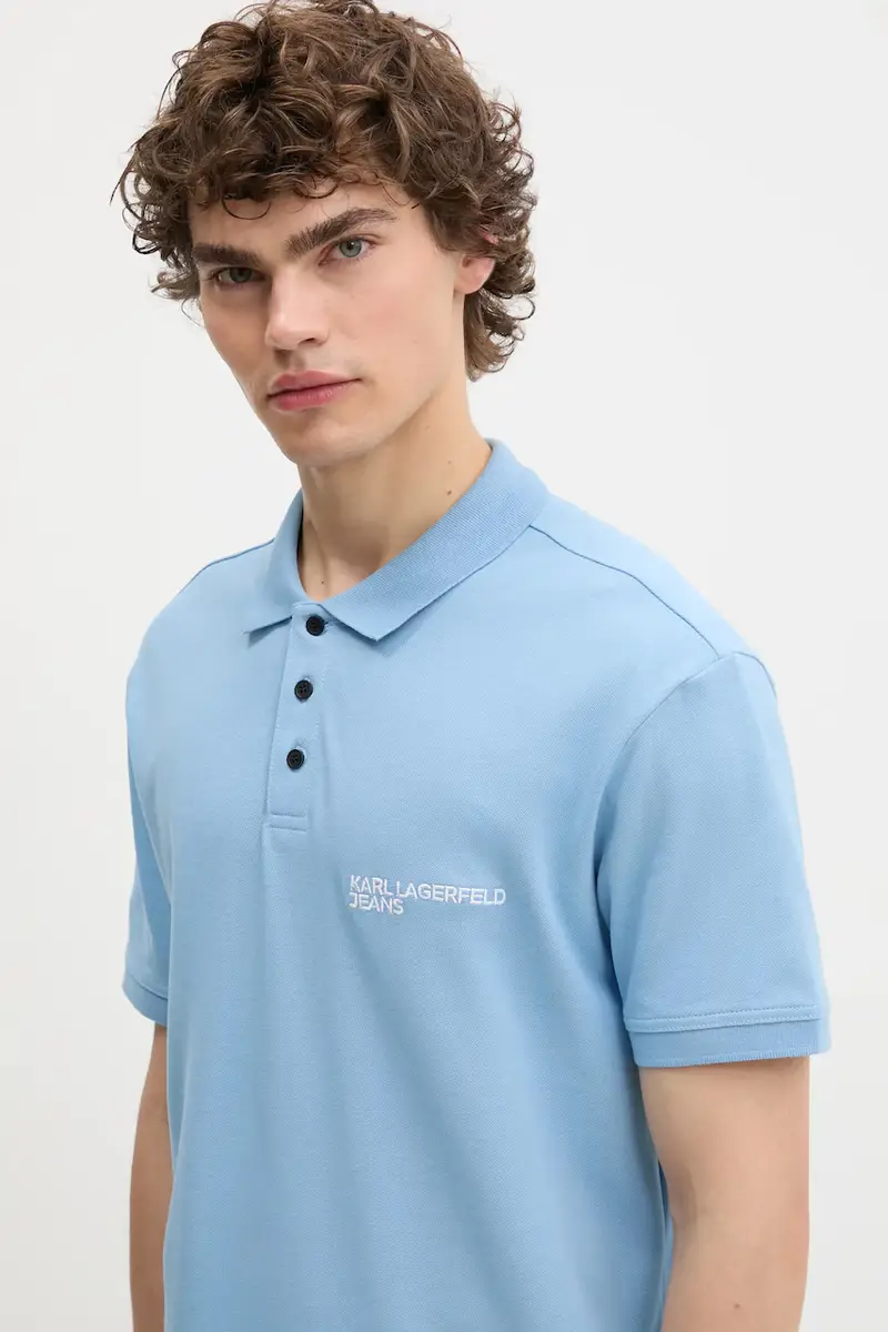 polo in cotone colore grigio A2M17094 Blu miniatura 4