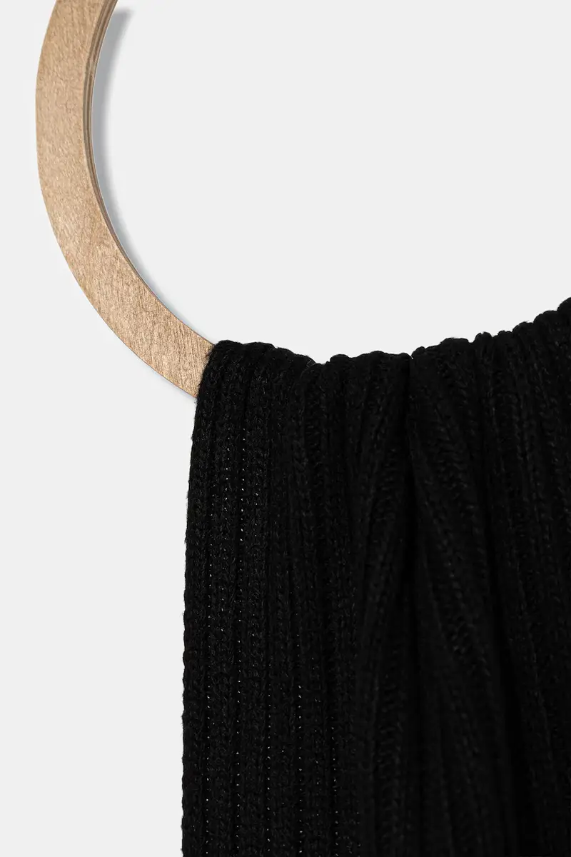 sciarpa con aggiunta di lana donna colore nero A4W33084 miniatura 2