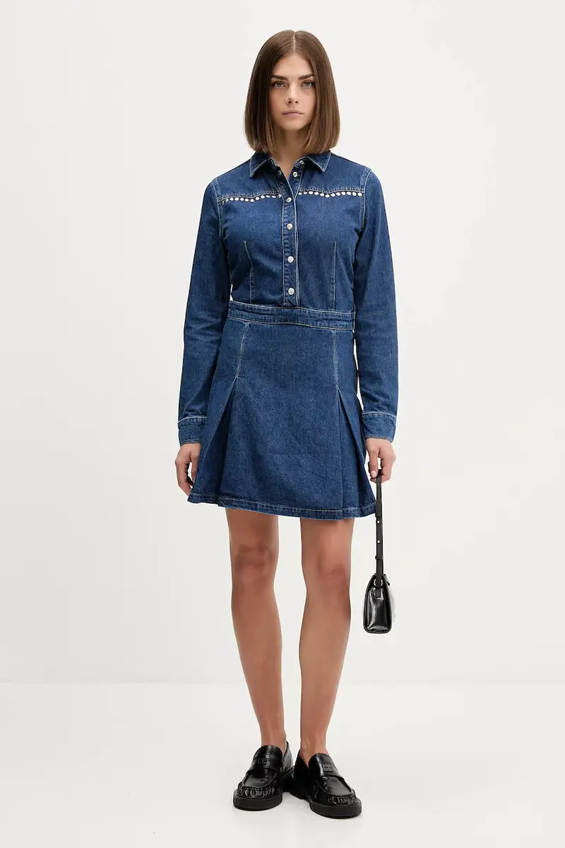 vestito di jeans colore blu navy A4W13002 miniatura 2