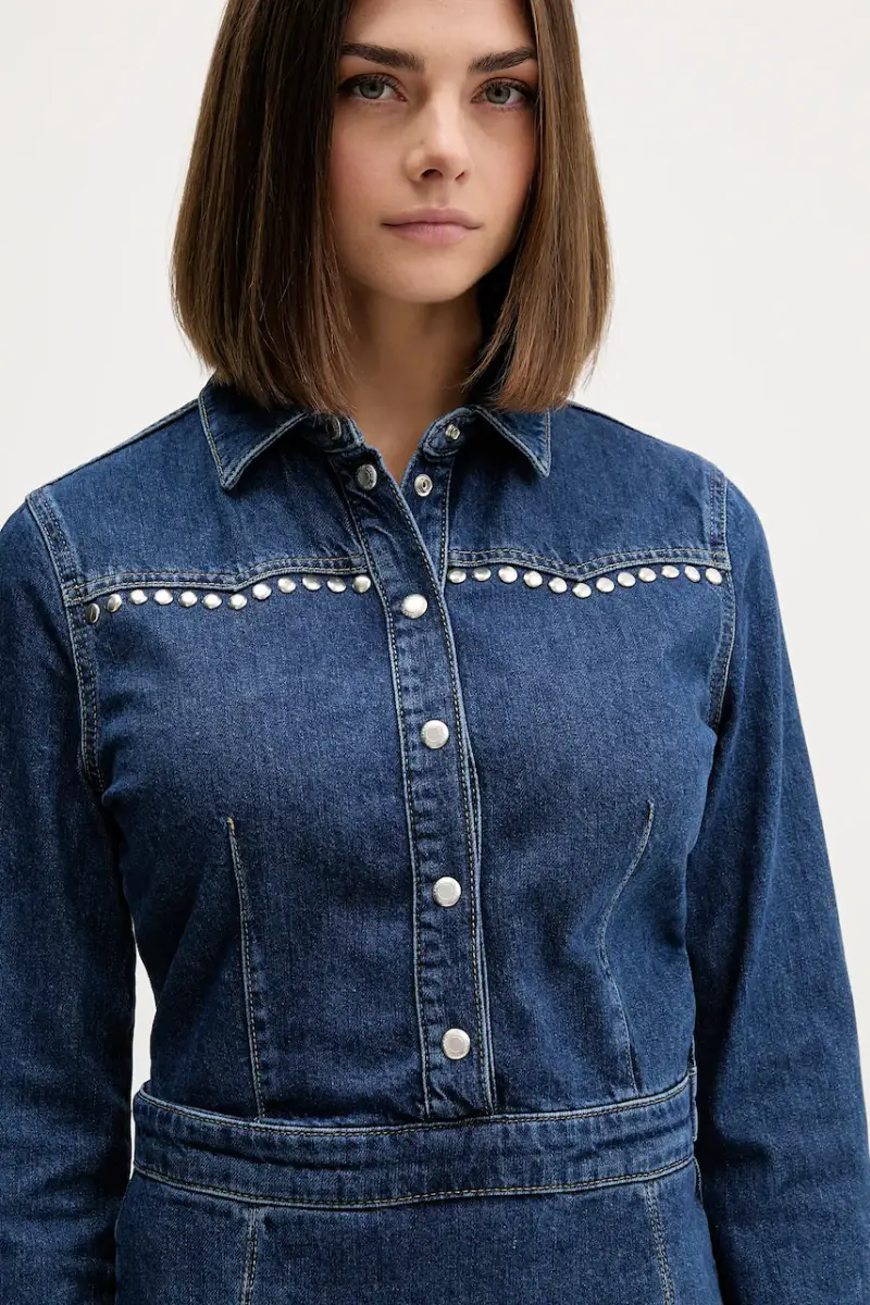 vestito di jeans colore blu navy A4W13002 miniatura 4