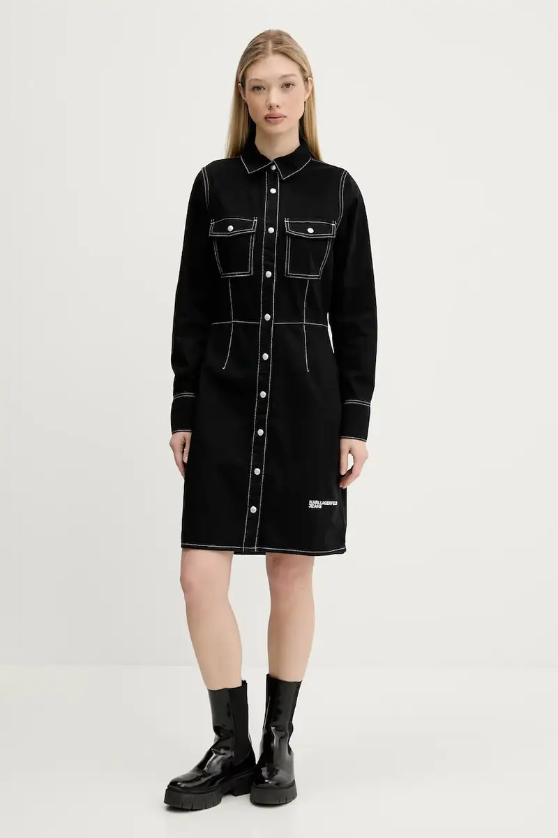 vestito di jeans colore nero A3W13015 miniatura 2