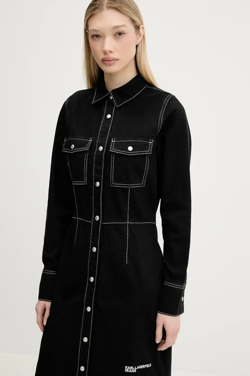 vestito di jeans colore nero A3W13015 miniatura 4