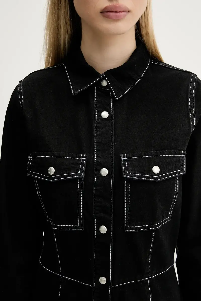 vestito di jeans colore nero A3W13015 miniatura 5