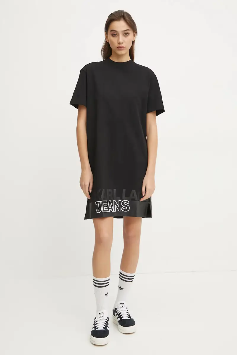 vestito in cotone colore nero A1W13015 miniatura 2