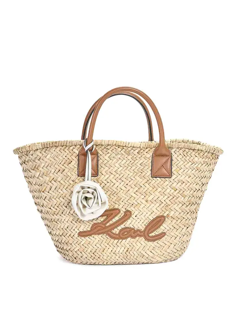 K/Signature Rafia Medium Basket Beige