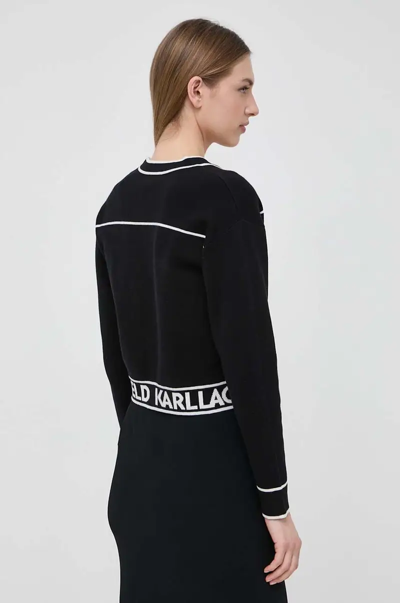 kardigan con aggiunta di lana colore nero miniatura 3