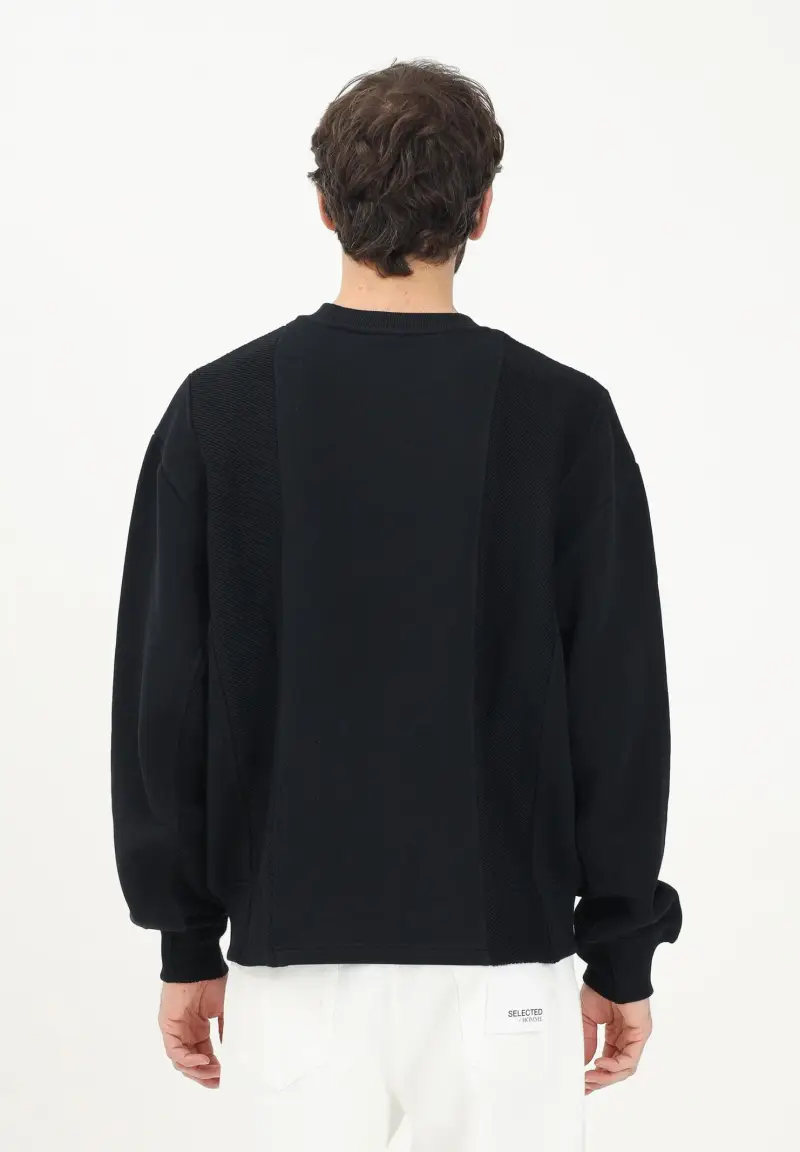 KARL LAGERFERLD Felpa girocollo nera da uomo con stampa logo miniatura 3