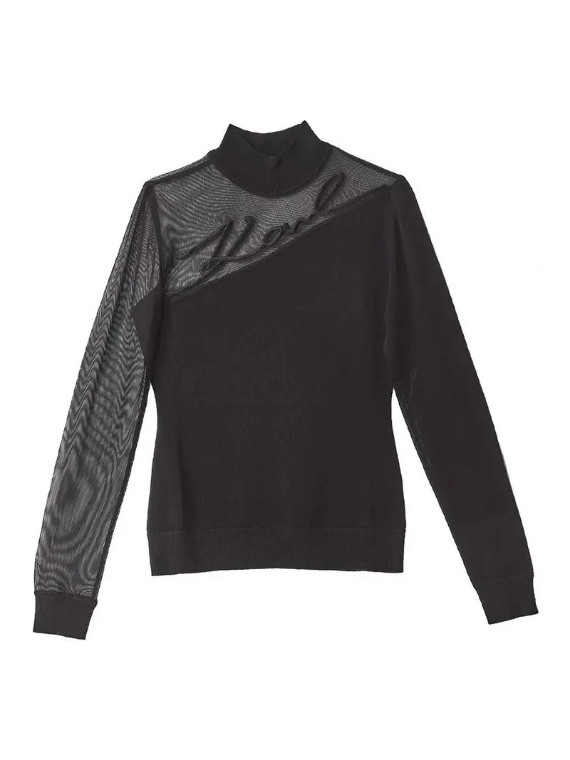Karl Signature Mock Neck Nero