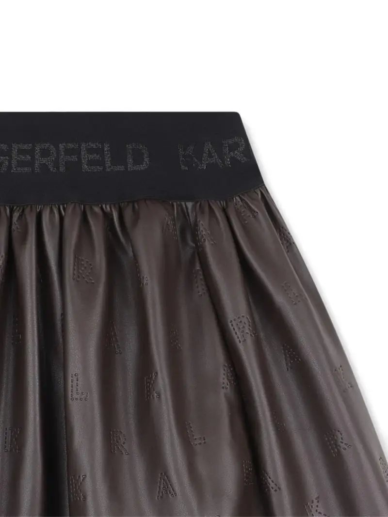 Gonna Svasata con Logo Goffrato Marrone miniatura 3