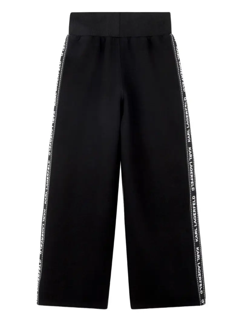 Pantaloni con Dettaglio a Righe e Vita Elasticizzata Nero miniatura 2