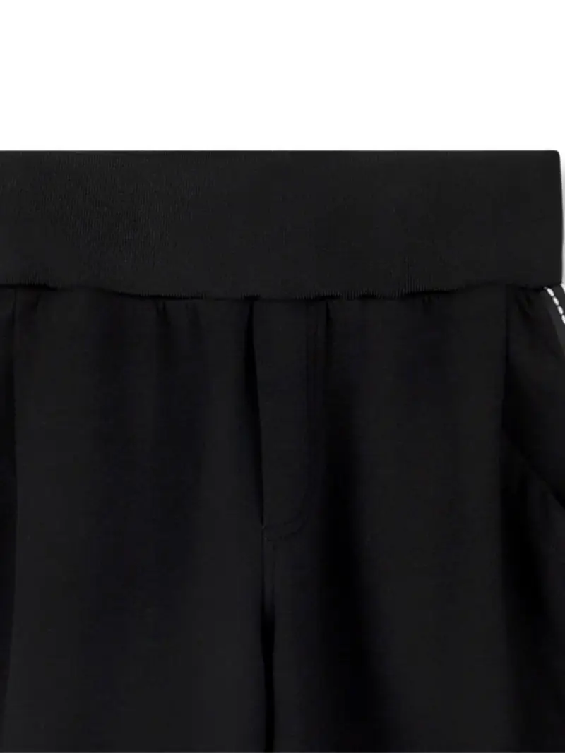 Pantaloni con Dettaglio a Righe e Vita Elasticizzata Nero miniatura 3