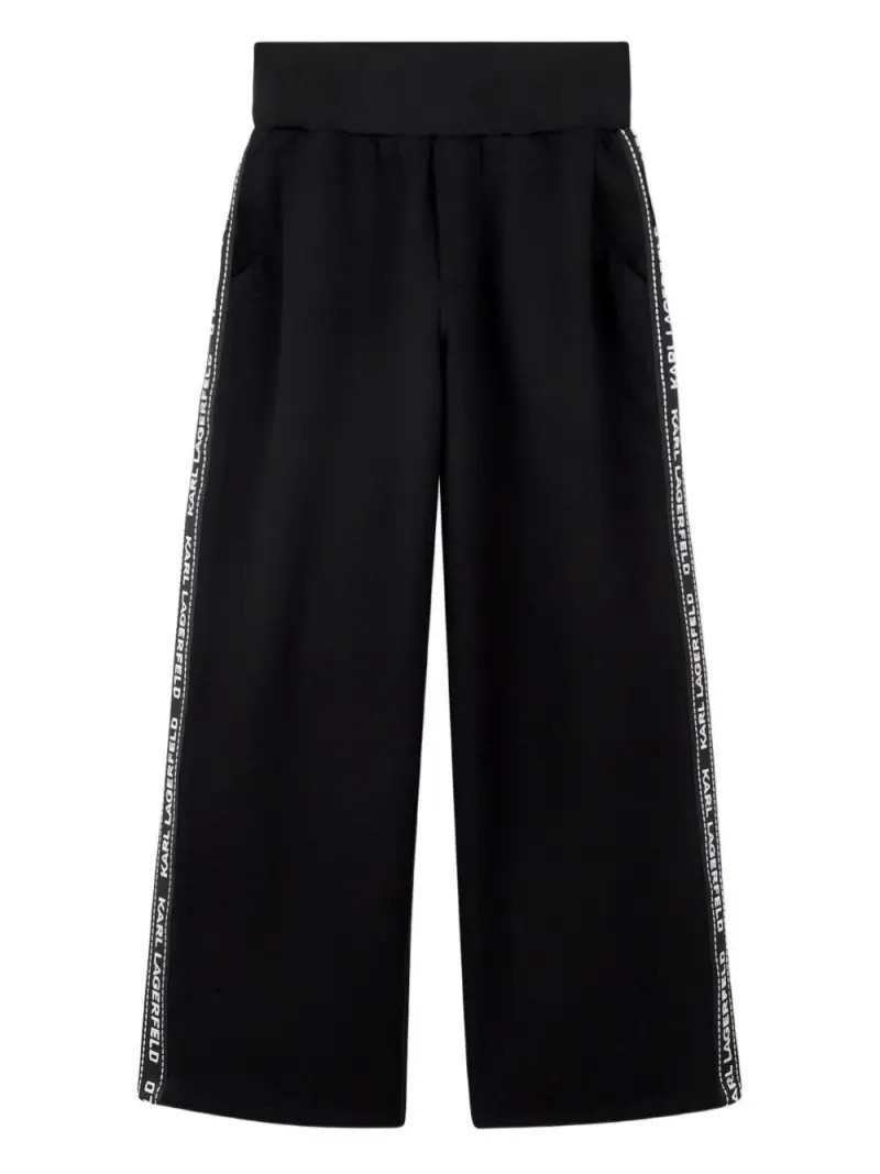 Pantaloni con Dettaglio a Righe e Vita Elasticizzata Nero