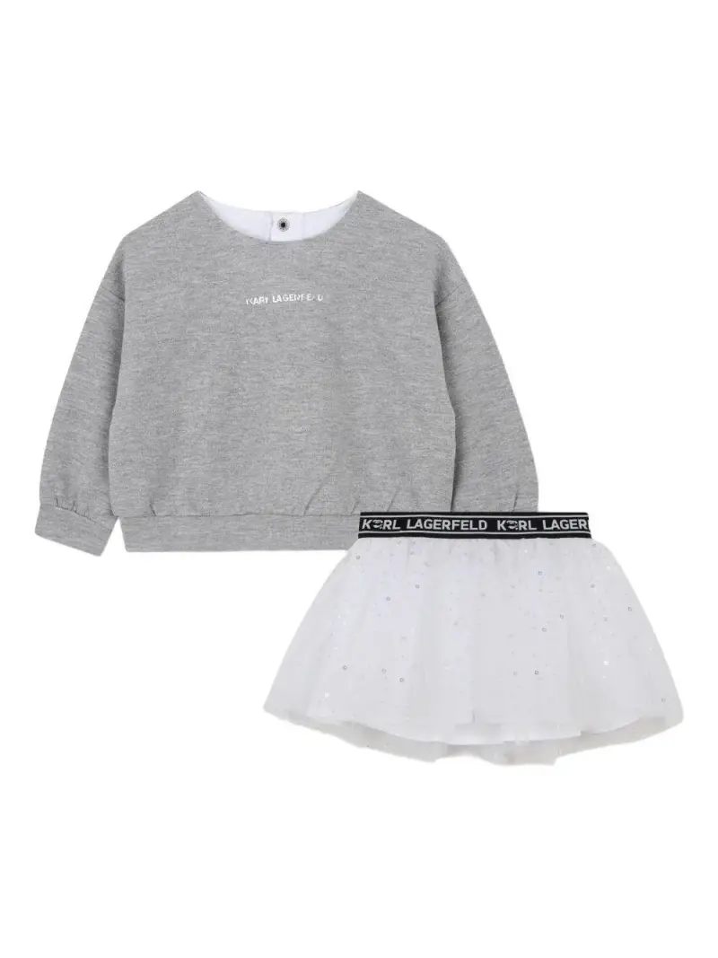 Karl Lagerfeld Kids Gonna bianca con dettagli brillanti miniatura 2