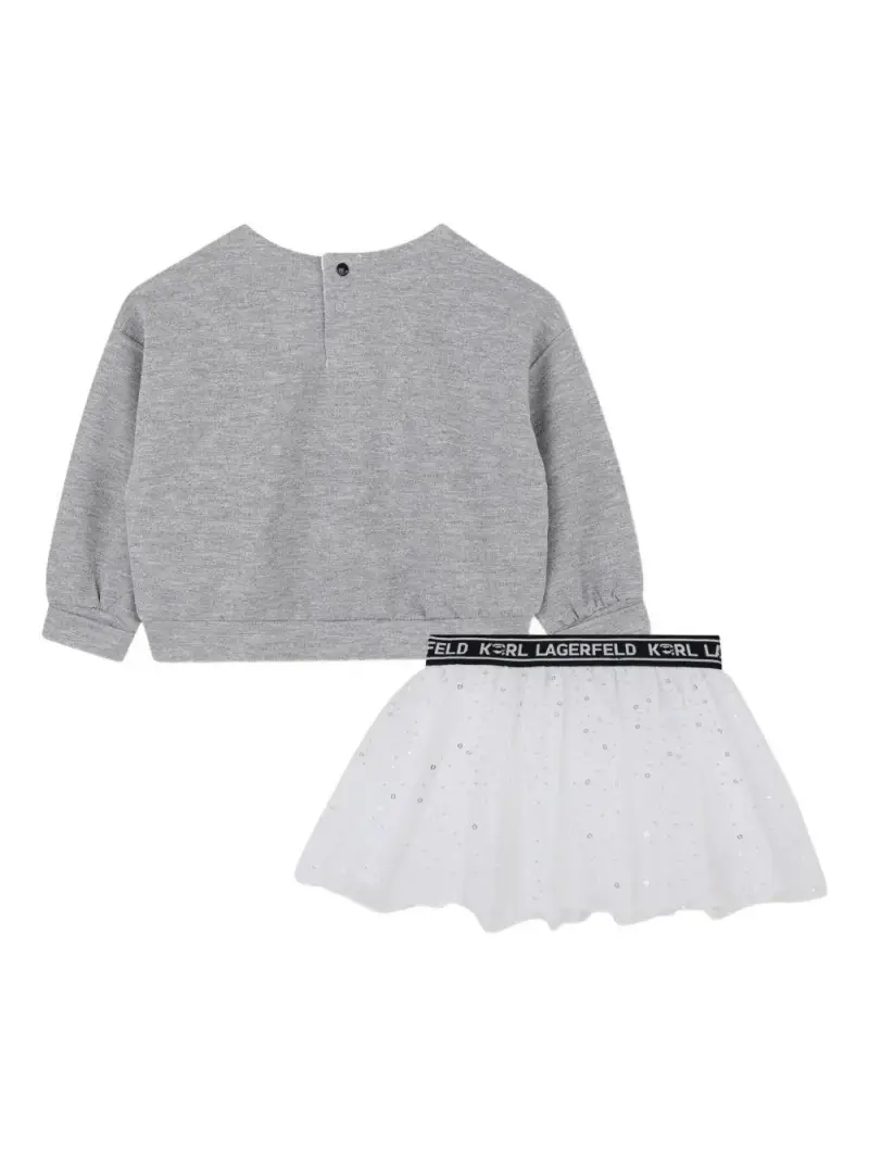 Karl Lagerfeld Kids Gonna bianca con dettagli brillanti miniatura 3