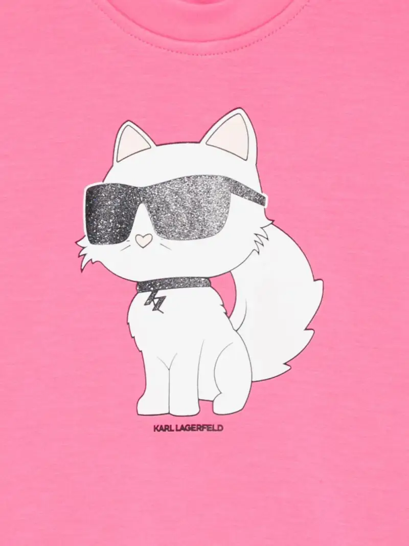 Karl Lagerfeld Kids Felpa Bambino Fucsia con Stampa miniatura 2