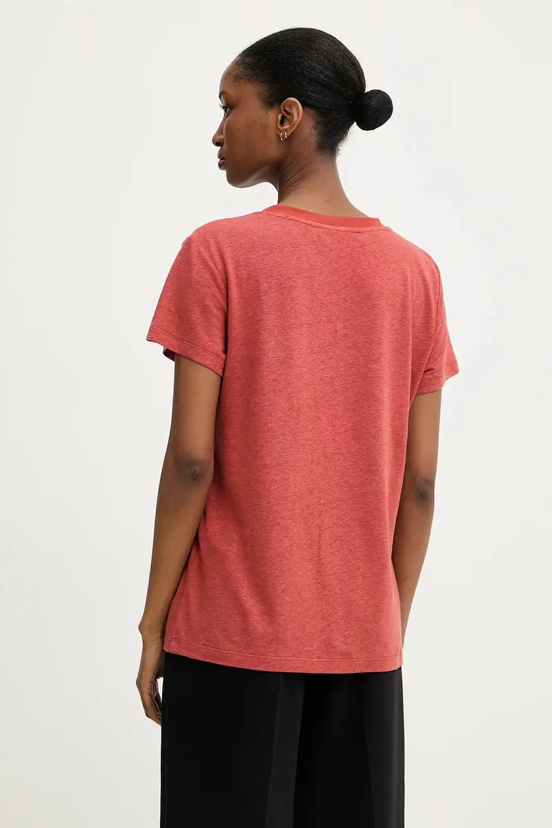 maglietta in lino donna colore rosso A3W17070 Arancione miniatura 2