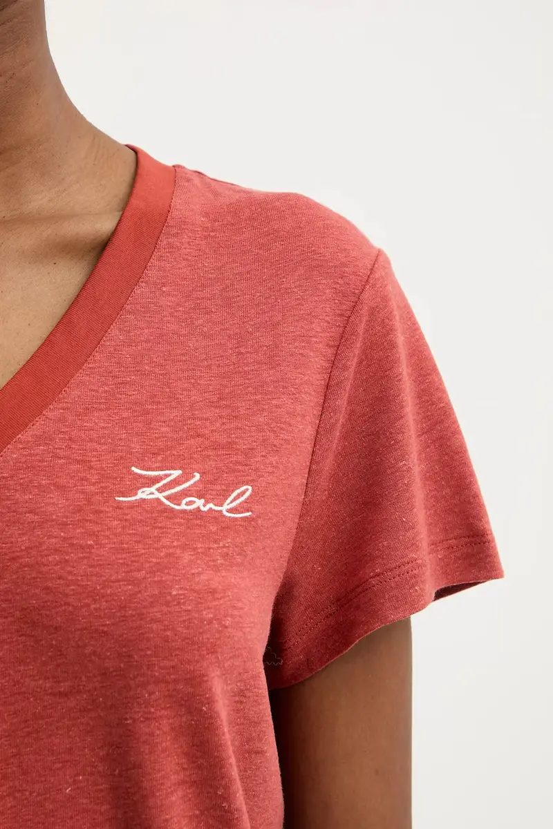 maglietta in lino donna colore rosso A3W17070 Arancione miniatura 5