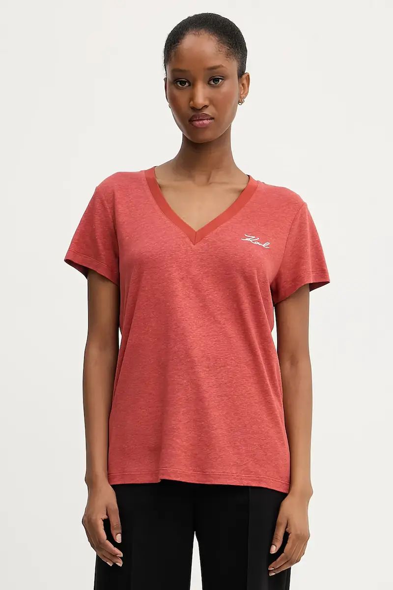 maglietta in lino donna colore rosso A3W17070 Arancione