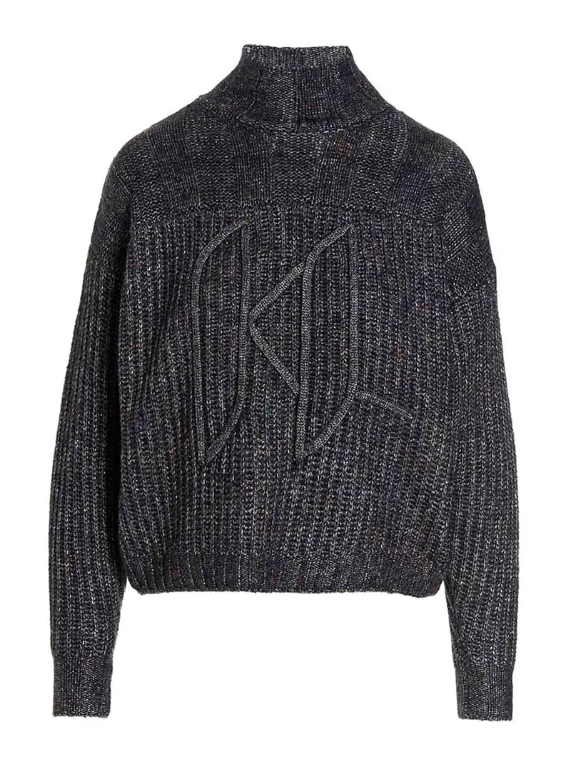 Maglione a collo alto KL monogram Blu