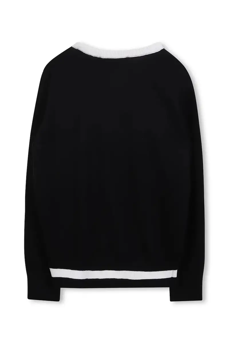 maglione con aggiunta di cashemire bambino/a colore nero Z30936 miniatura 2