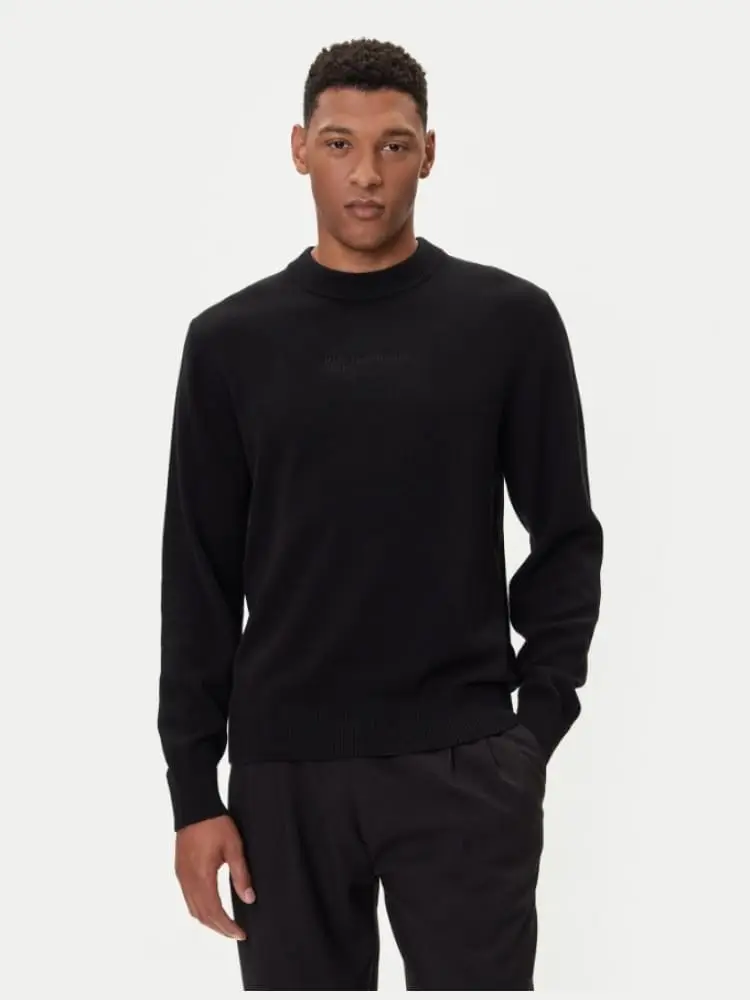 maglione girocollo in cotone nero