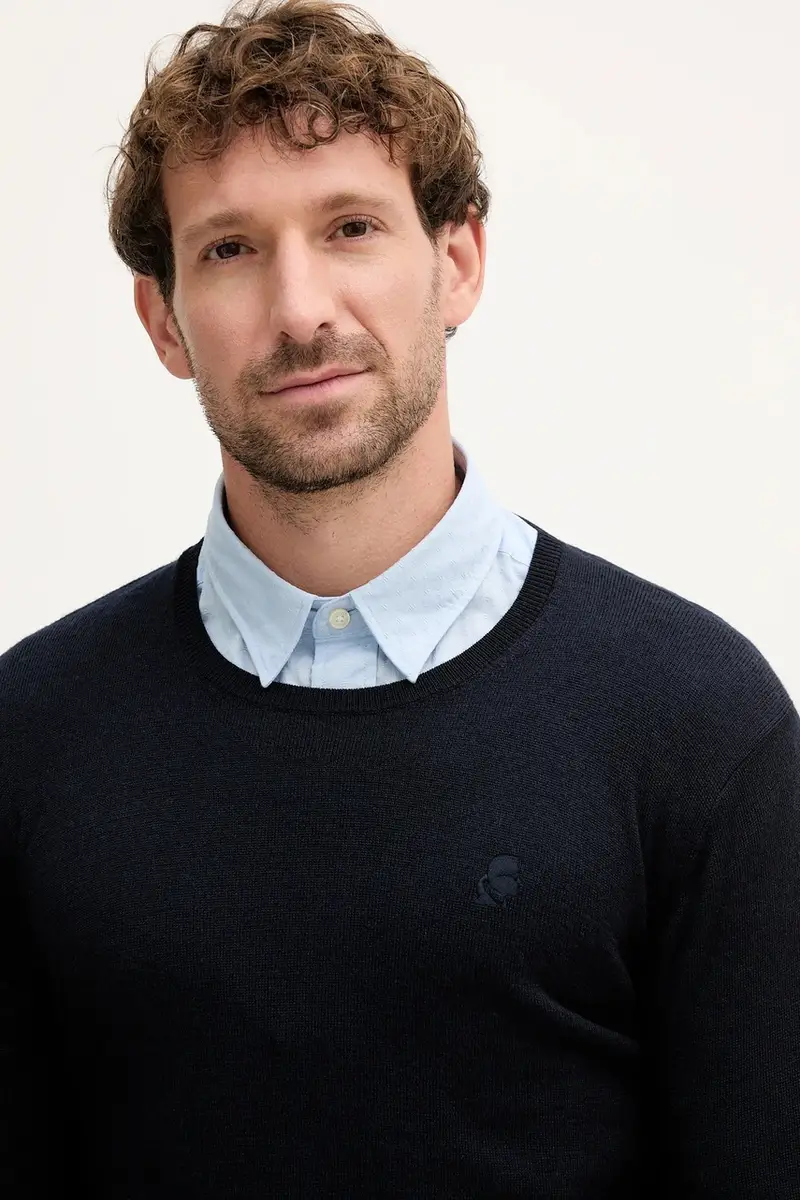 maglione in lana uomo colore blu navy 553399.655000 miniatura 4